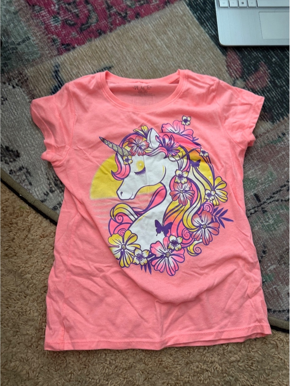 Unicorn sunset children’s place shirt girls floral 7/8